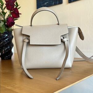 Micro Belt Bag in Grained Calfskin - Light Taupe